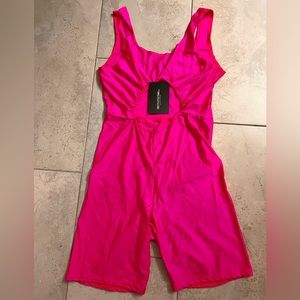 PLT Neon Pink Cut Out Detail Unitard